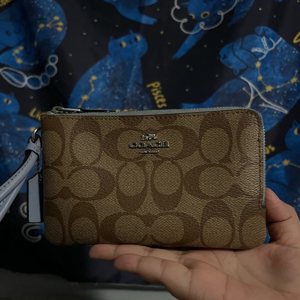 Coach Blue in Canvas Wristlet